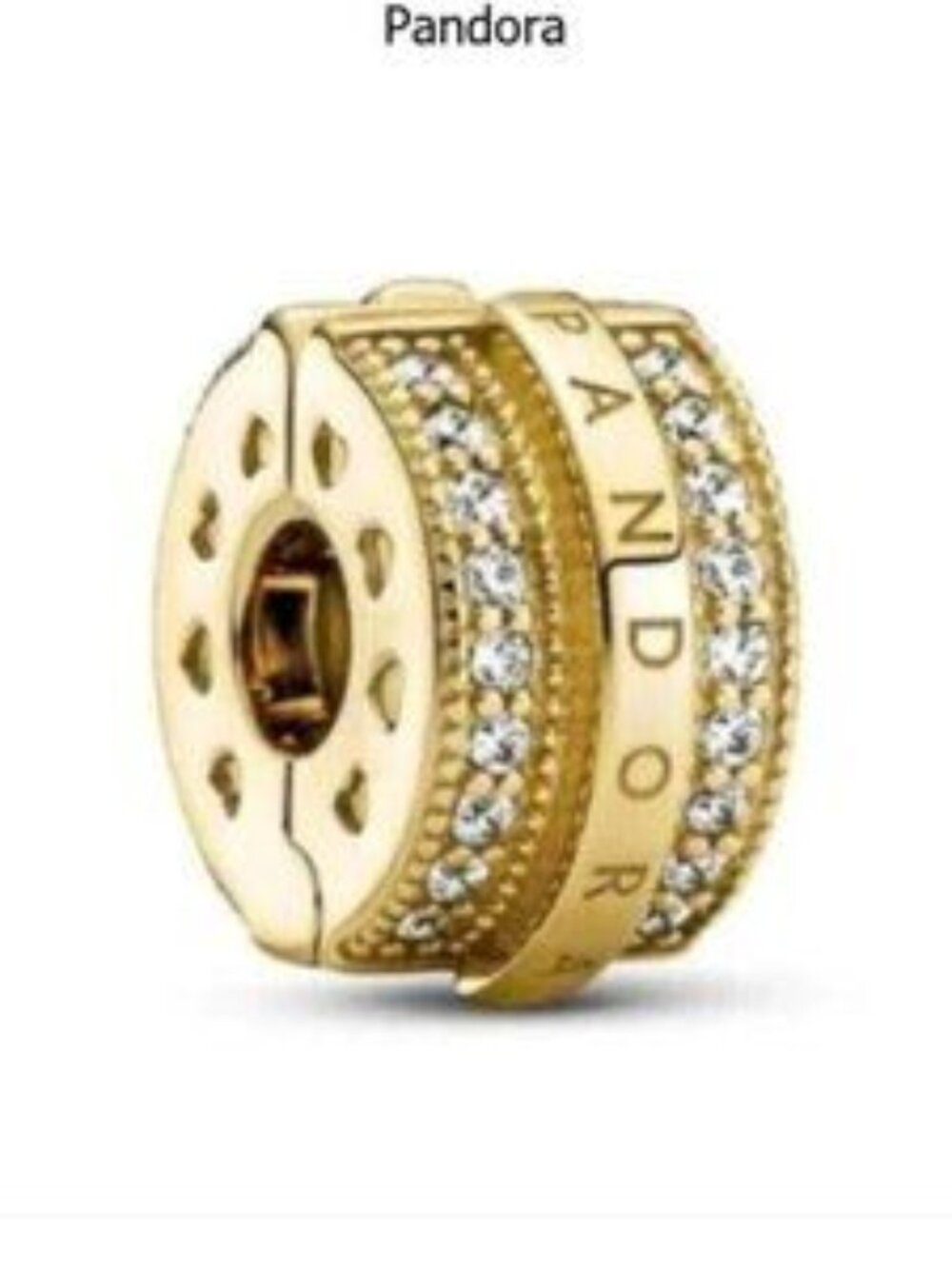 Pandora Sparkling Pav?? Lines & Logo Clip Charm